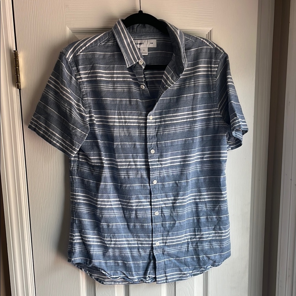 Old Navy Blue and White Casual Button Down Shirt